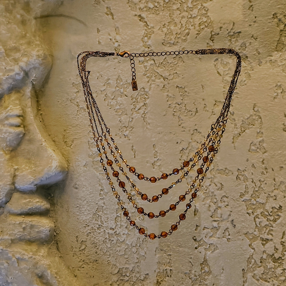 1928 Elegant Multi-Layered Gold Necklace